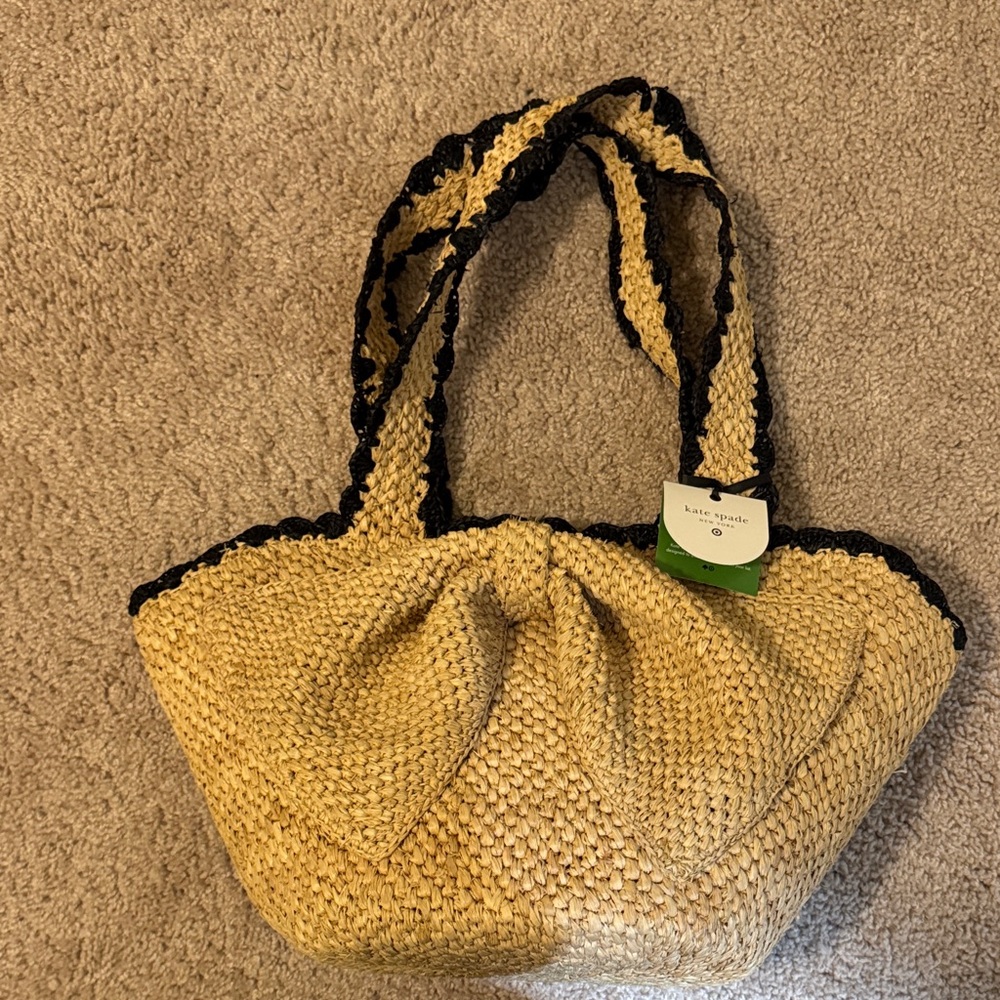 NWT Kate Spade Black and Tan Woven Tote
